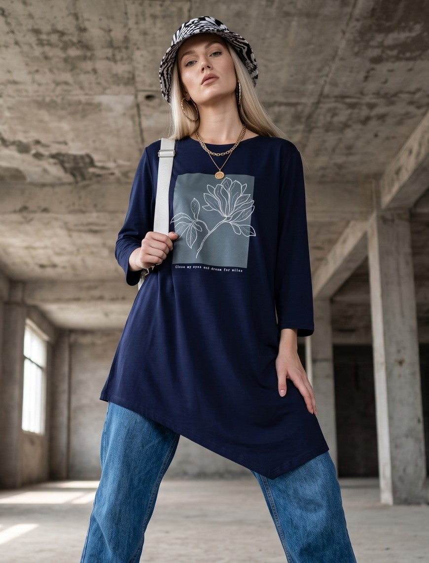Round Neck T-Shirt - Blue