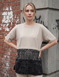 Round Neck T-Shirt - Skin & Black