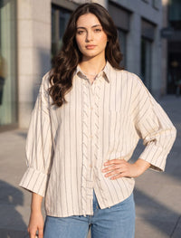 Indigo Cotton Linen Women's Shirt - Skin