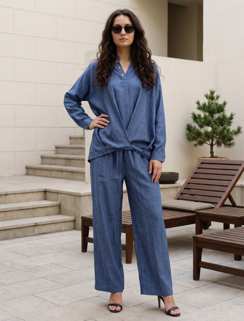 Indigo Linen Women's Shirt - Blue