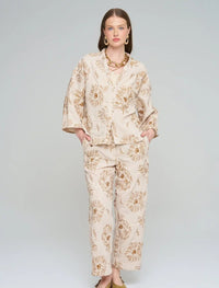 Shirt with Floral Embroidery and Sequin Details - Skin