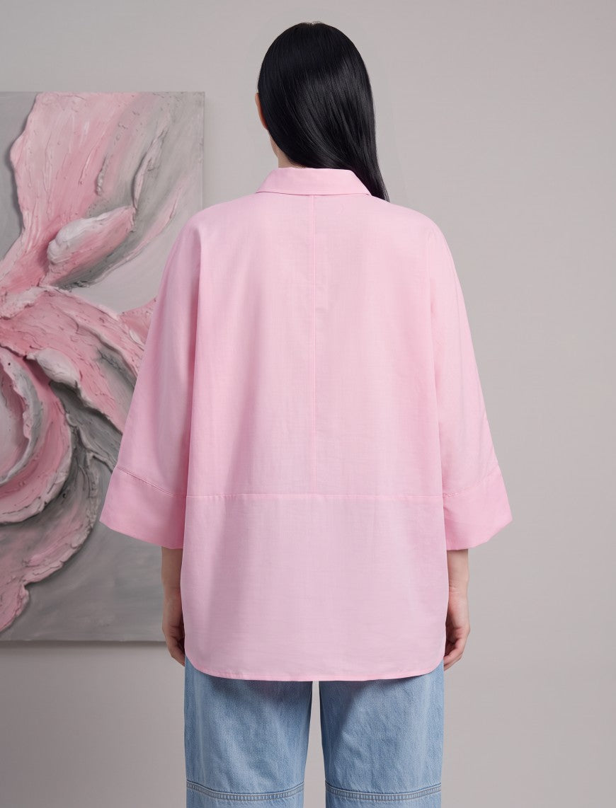 Indigo Cotton Linen Women's Shirt - Pink