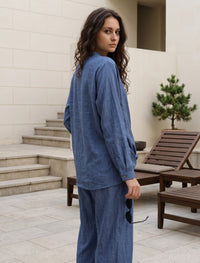 Indigo Linen Women's Shirt - Blue