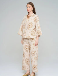 Shirt with Floral Embroidery and Sequin Details - Skin