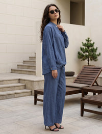 Indigo Linen Women's Shirt - Blue