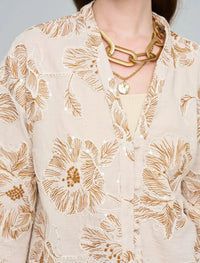 Shirt with Floral Embroidery and Sequin Details - Skin