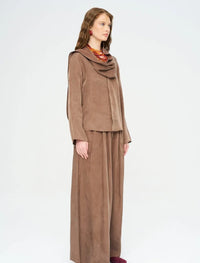 Scarf Detailed Coffee Draped Shirt - Brown