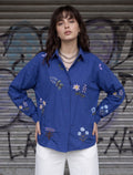 Indigo Cotton Linen Women's Shirt - Blue