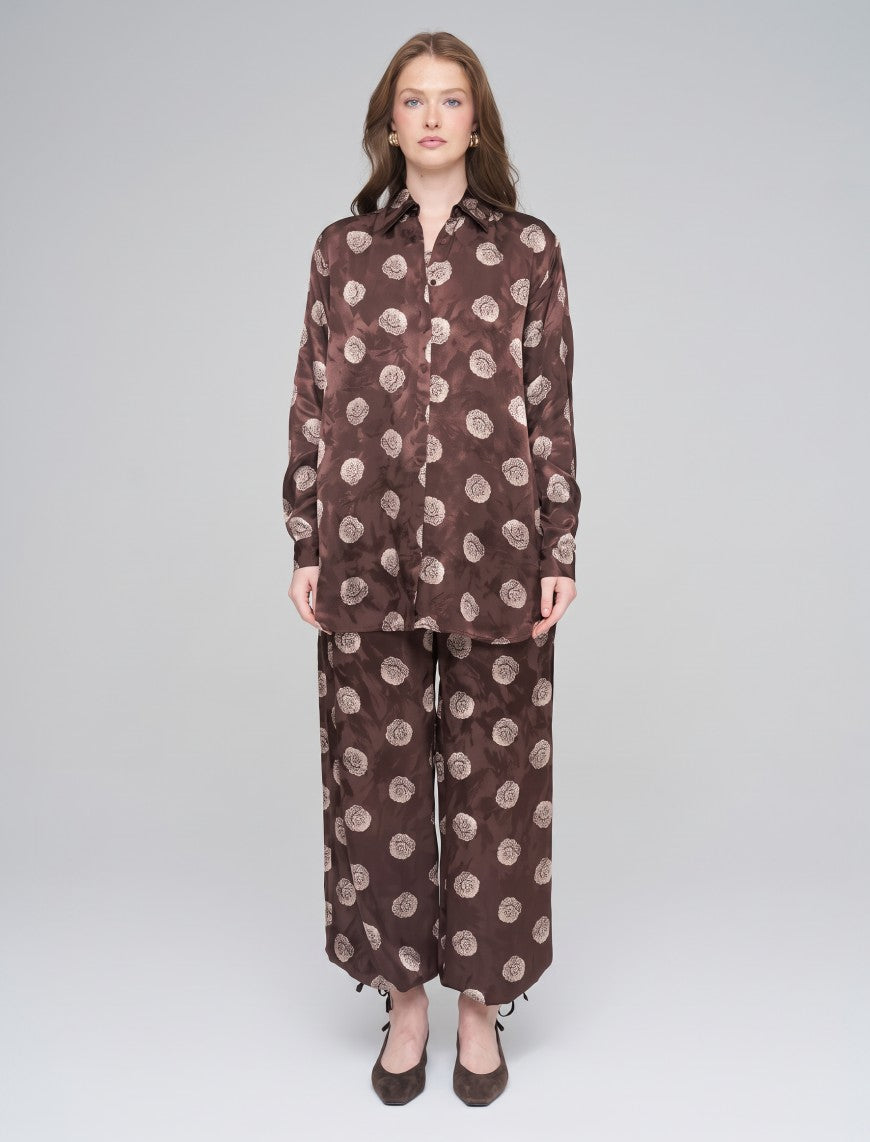 Indigo Cotton Linen Women's Shirt - Brown