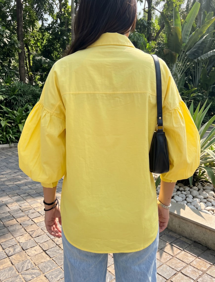 Indigo Cotton Linen Women's Shirt - Yellow