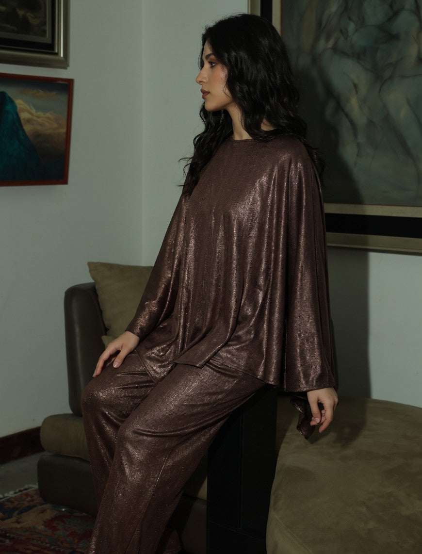 Moonlight Draped Co-ord Set - Brown