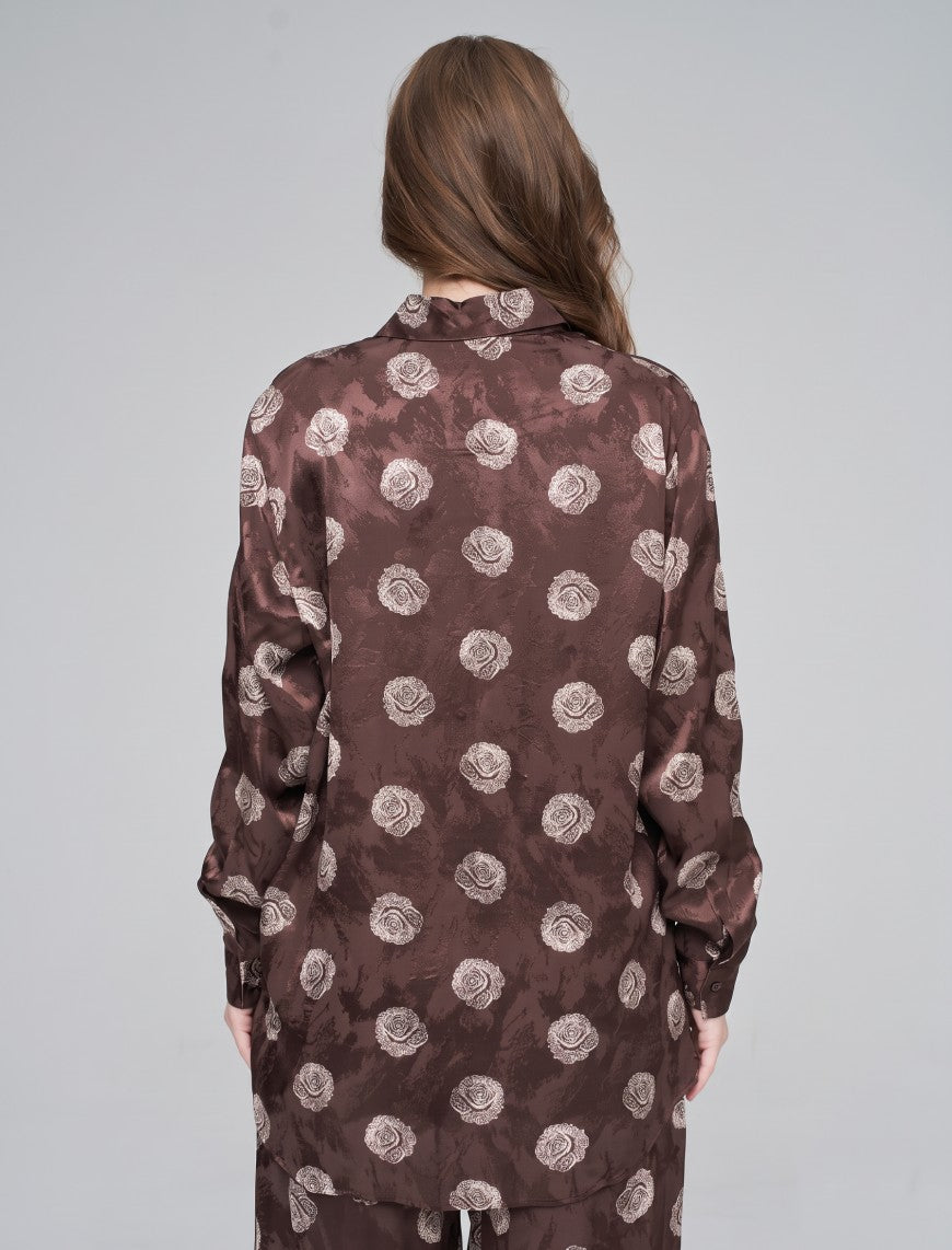 Indigo Cotton Linen Women's Shirt - Brown