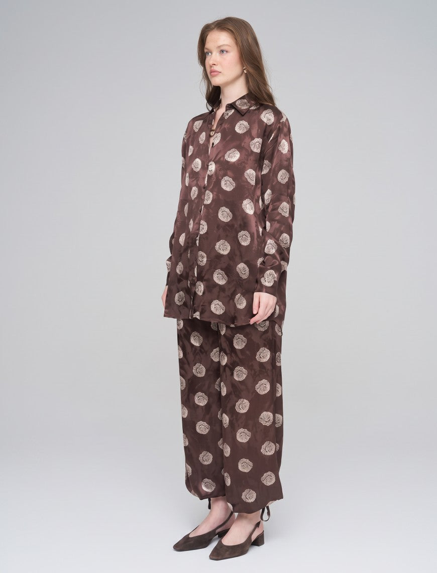 Indigo Cotton Linen Women's Shirt - Brown