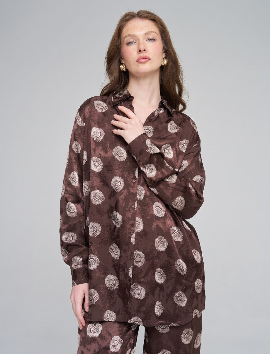 Indigo Cotton Linen Women's Shirt - Brown