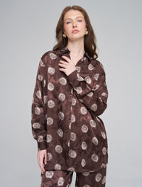 Indigo Cotton Linen Women's Shirt - Brown