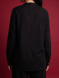 Indigo Cotton Linen Women's Shirt - Black
