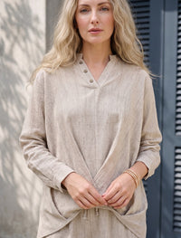 Indigo Linen Women's Shirt - Skin