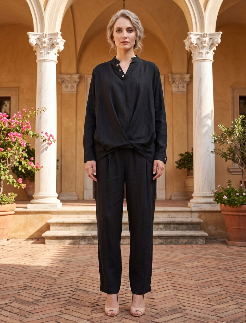 Indigo Linen Women's Shirt - Black