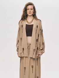 Beaded Oversize Shrug - Brown