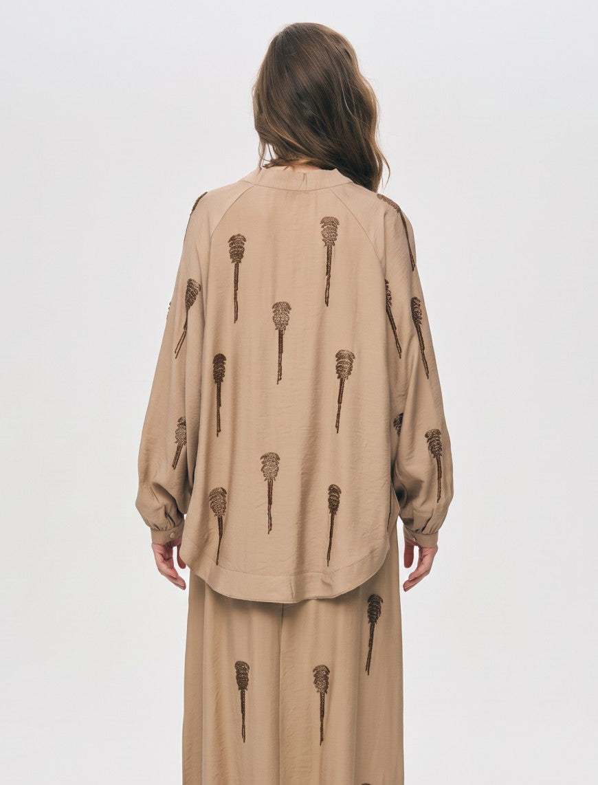 Beaded Oversize Shrug - Brown