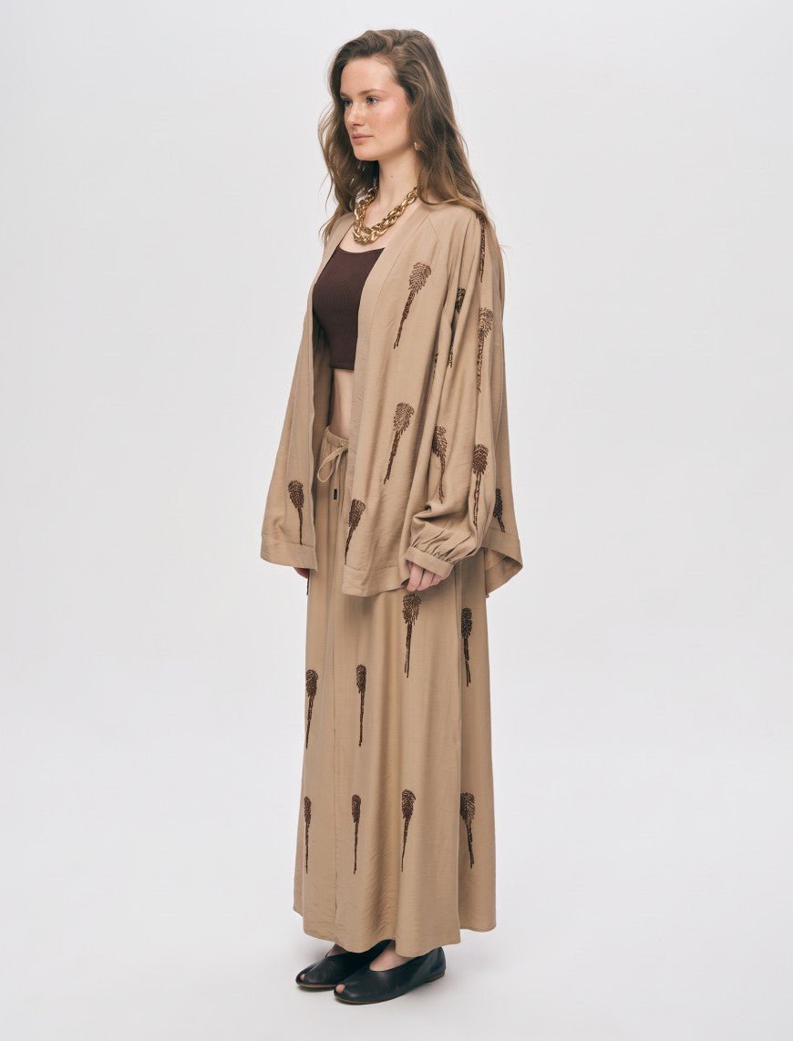 Beaded Oversize Shrug - Brown
