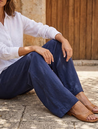 Cotton Linen Trouser - Blue