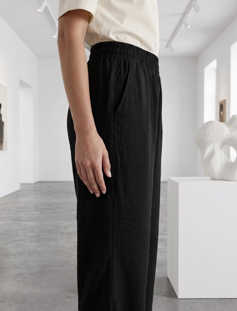 Cotton Linen Trouser - Black