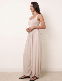 Cotton Blended Jersey Wide-Leg Jumpsuit - Skin