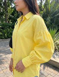 Indigo Cotton Linen Women's Shirt - Yellow