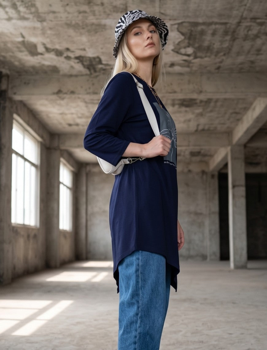 Round Neck T-Shirt - Blue