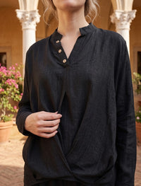 Indigo Linen Women's Shirt - Black