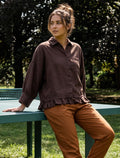 Indigo Cotton Linen Women's Shirt - Brown