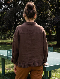 Indigo Cotton Linen Women's Shirt - Brown