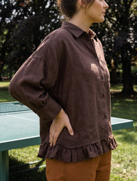 Indigo Cotton Linen Women's Shirt - Brown