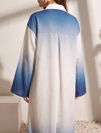 Long Omre Tunic Dress - Blue & Off White