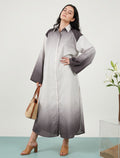 Long Omre Tunic Dress - Brown & Off White