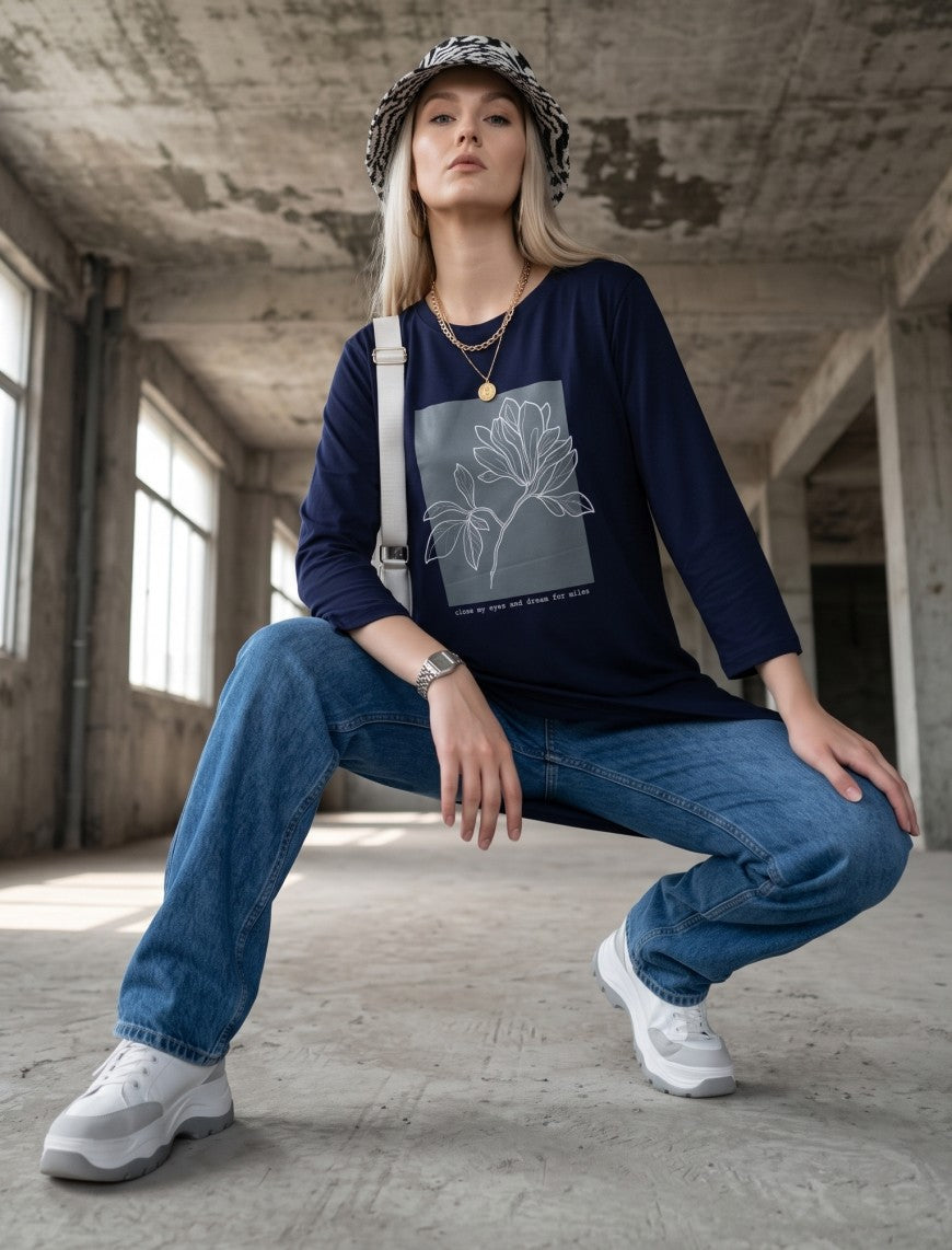 Round Neck T-Shirt - Blue