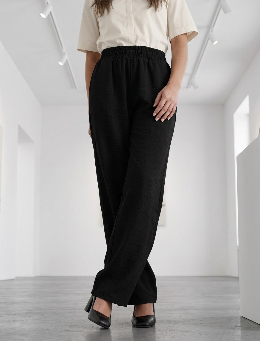 Cotton Linen Trouser - Black