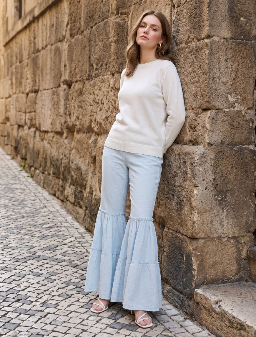 Cotton Linen Trouser - Sky