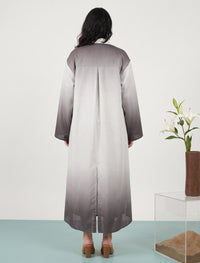 Long Omre Tunic Dress - Brown & Off White