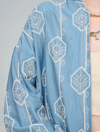 Women's Bomber Jacket with Floral Embroidery - Blue