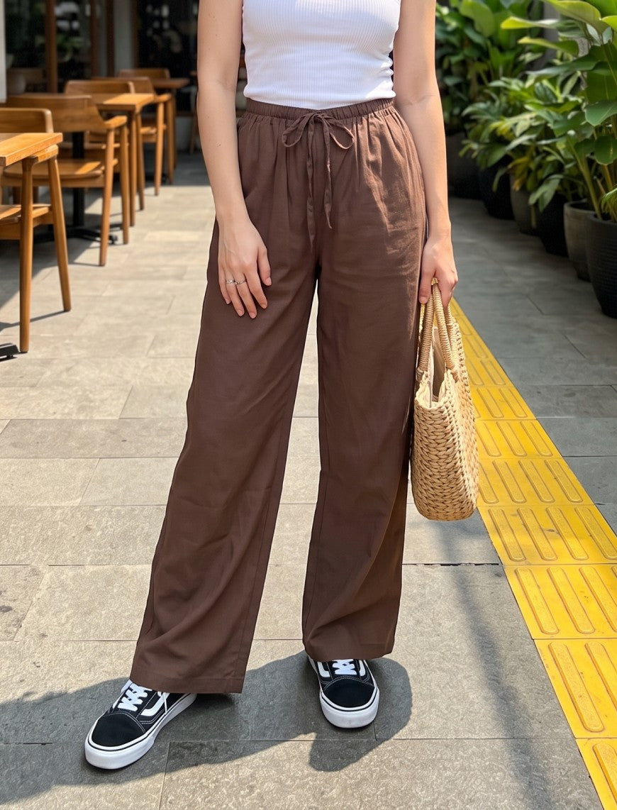 Cotton Blended Jersey Trouser - Brown