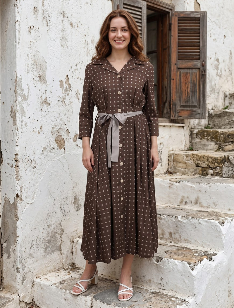 Indigo Silk Women's Frock - Brown
