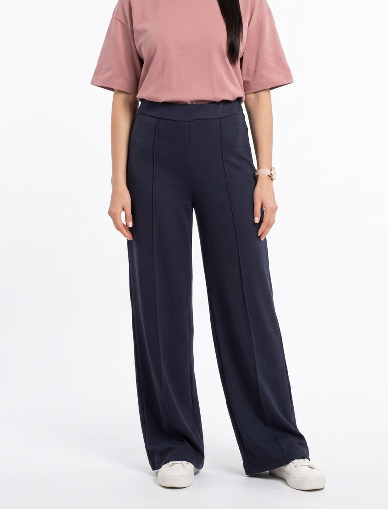 Cotton Blended Jersey Trouser - Blue