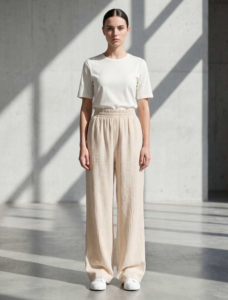 Cotton Linen Trouser - Cream