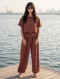 Button Up And Gathered Set - Chocolate