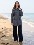 Oversize Stone Embellished Shirt - Black