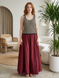 Cotton Linen Skirt - Maroon