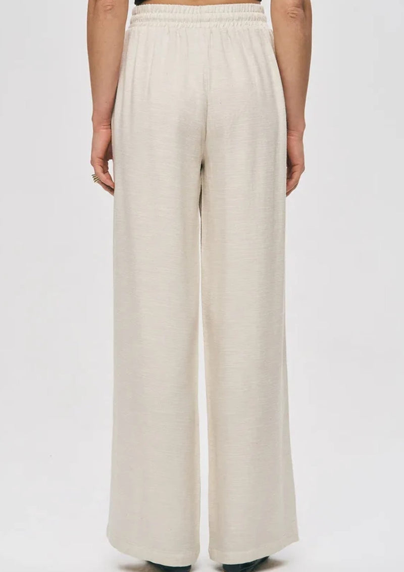 Elastic Waist Beaded Palazzo Trousers - Off White